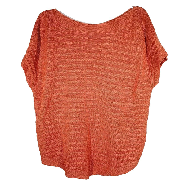 Talbots Linen Cable Knit Sweater Vest Boat Neck Orange XL Boho Beach Preppy EUC - Picture 6 of 6